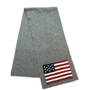 Vintage Polo by Ralph Lauren wide gray wool American flag scarf